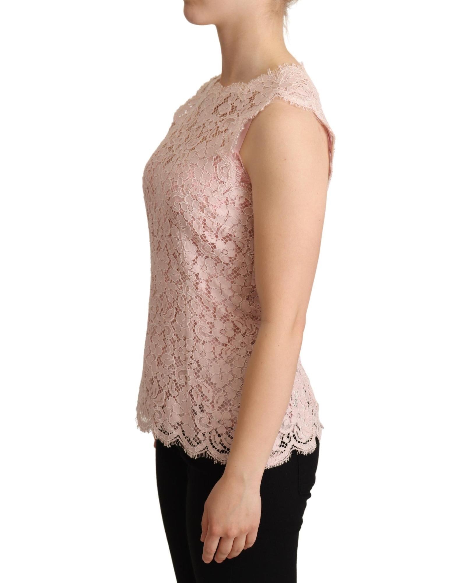 Dolce & Gabbana  Women's Sleeveless Lace Top  Pink    Lace Top by      Lace Top - Pink    Women's  Sleeveless Lace Top     Sleeveless Lace Top in Pink