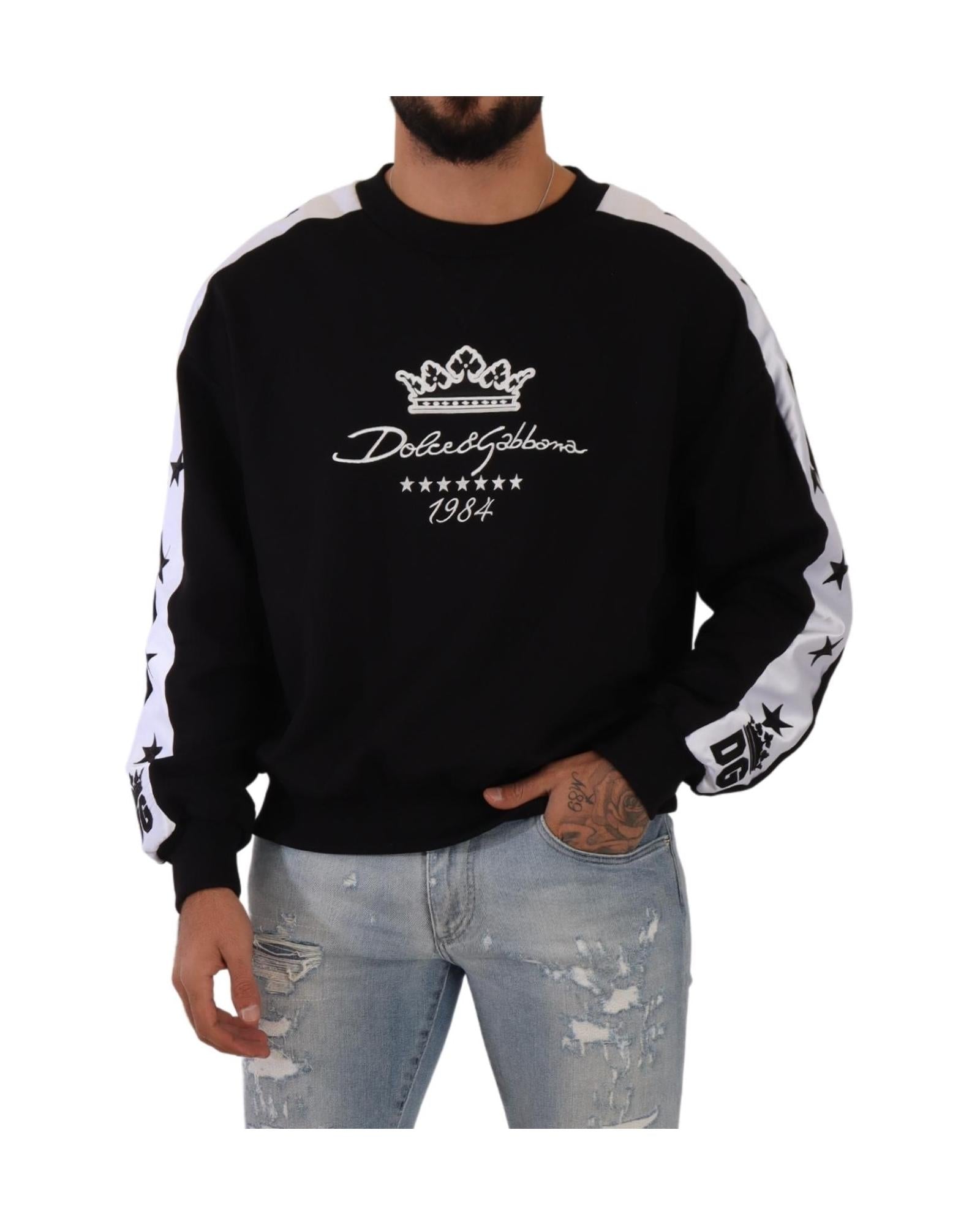 Dolce & Gabbana Cotton Crewneck Crown 1984 Stars Pullover5