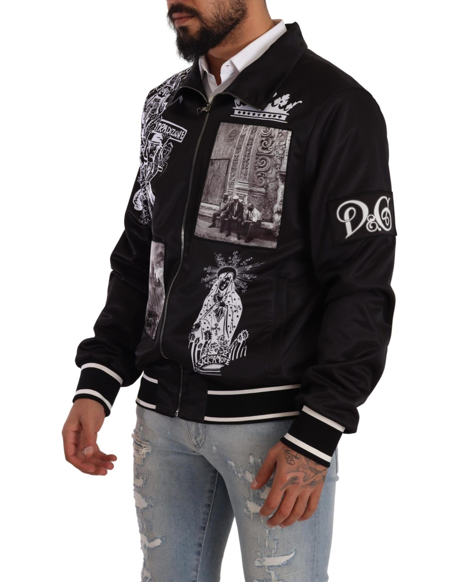 Dolce & Gabbana  Sicily Patchwork Bomber Jacket - Black