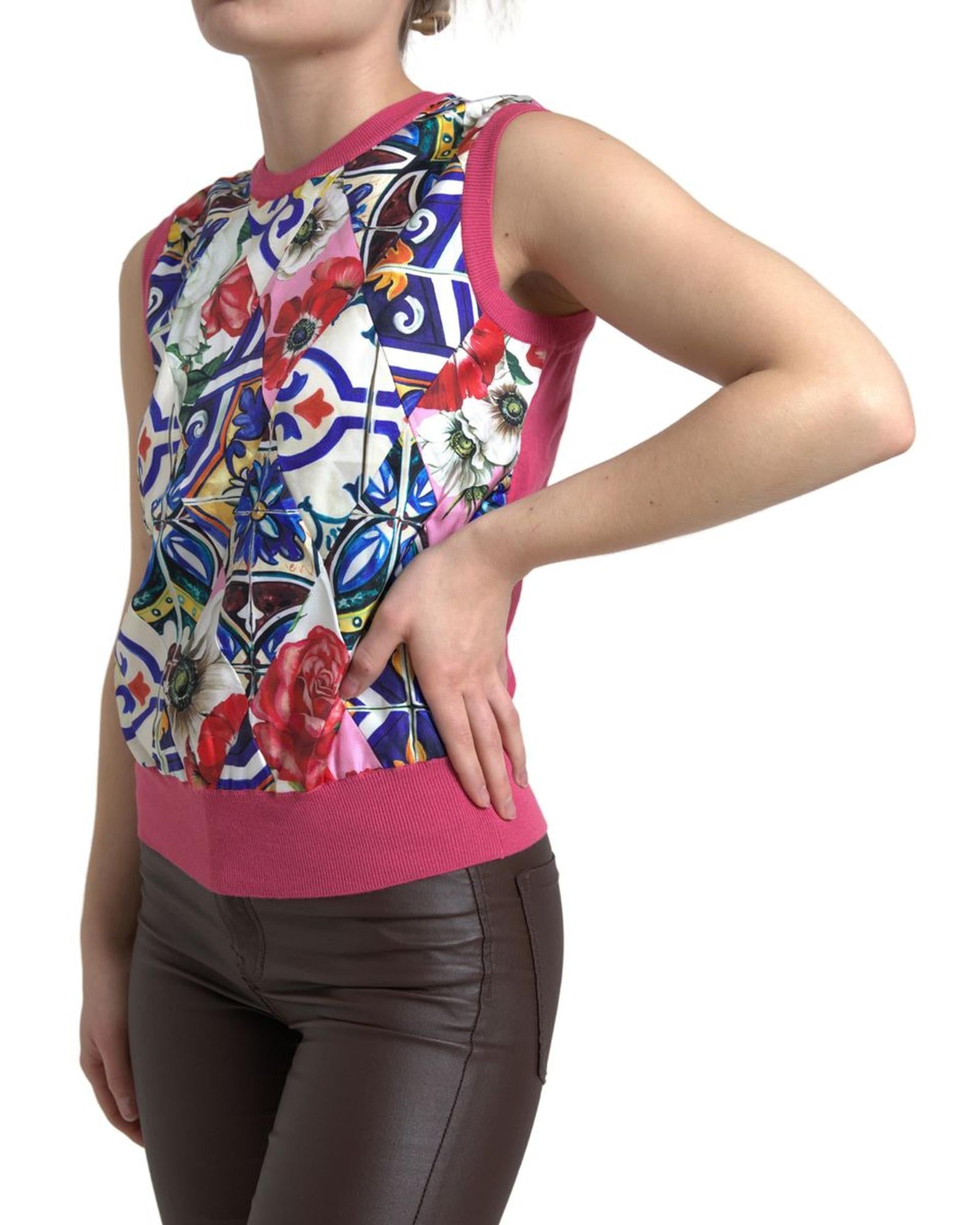 Dolce & Gabbana  Floral Print Sleeveless Silk Top