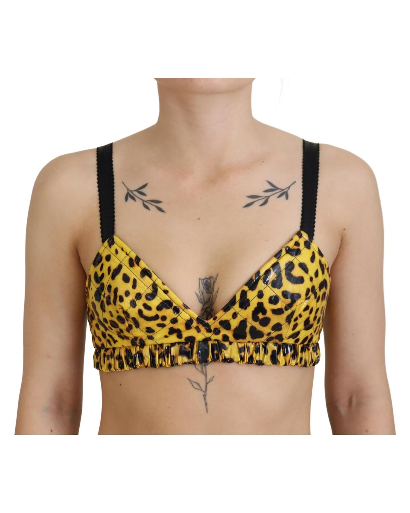 Dolce & Gabbana  Women's Leopard Print Triangle Bra - Yellow