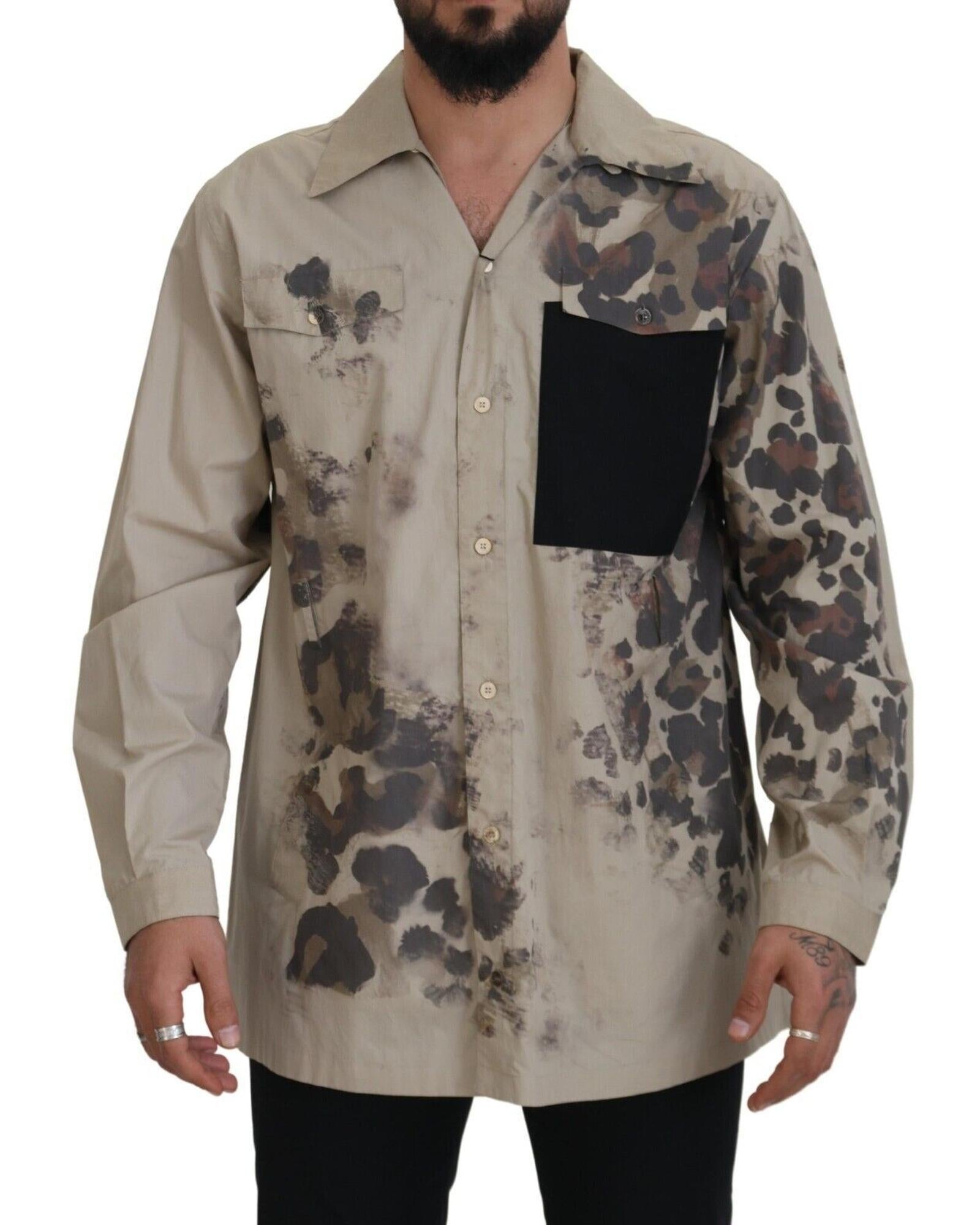 Dolce & Gabbana  Leopard Print Button-Down Shirt for Men