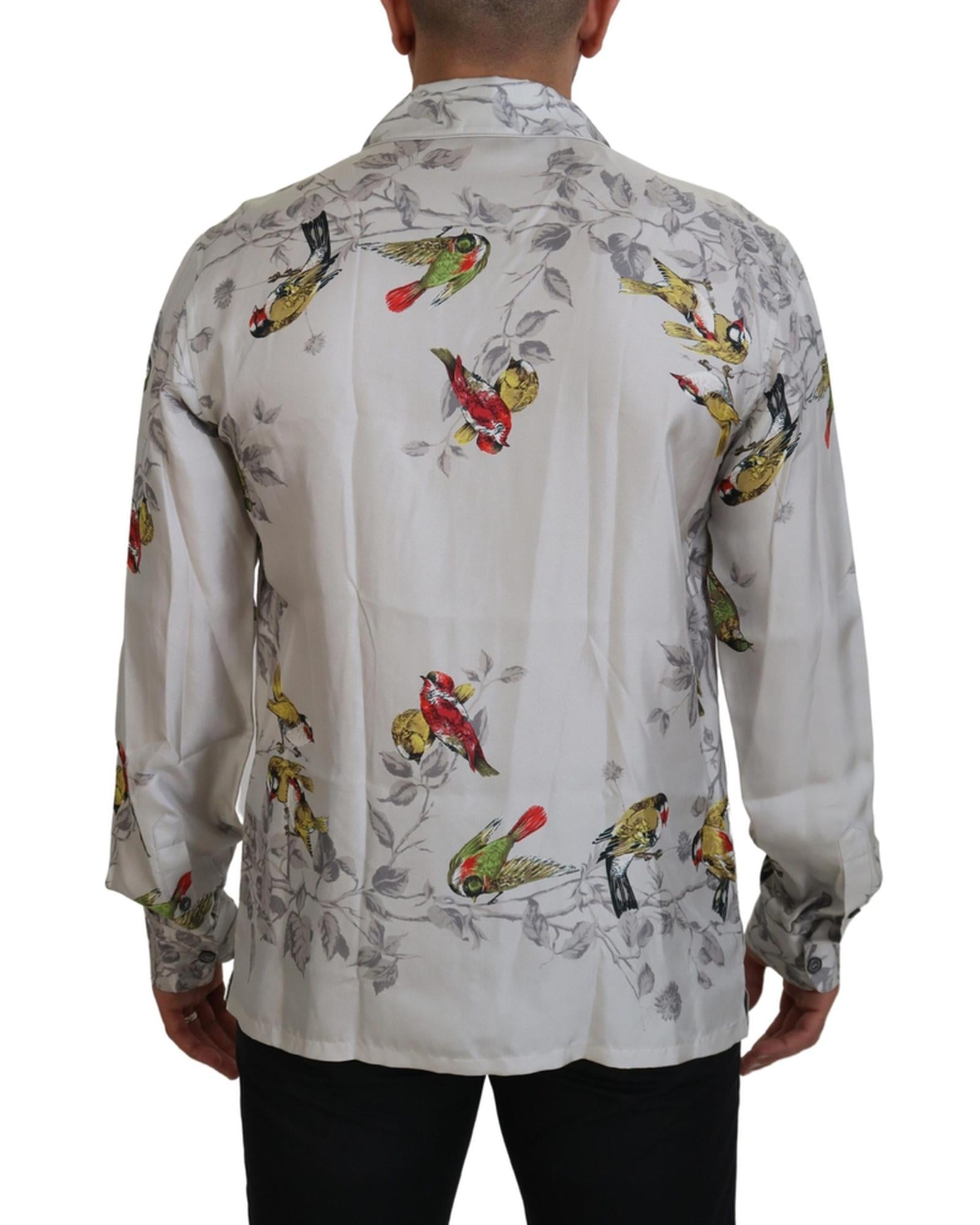 Dolce & Gabbana  Men's Bird Print Silk Shirt