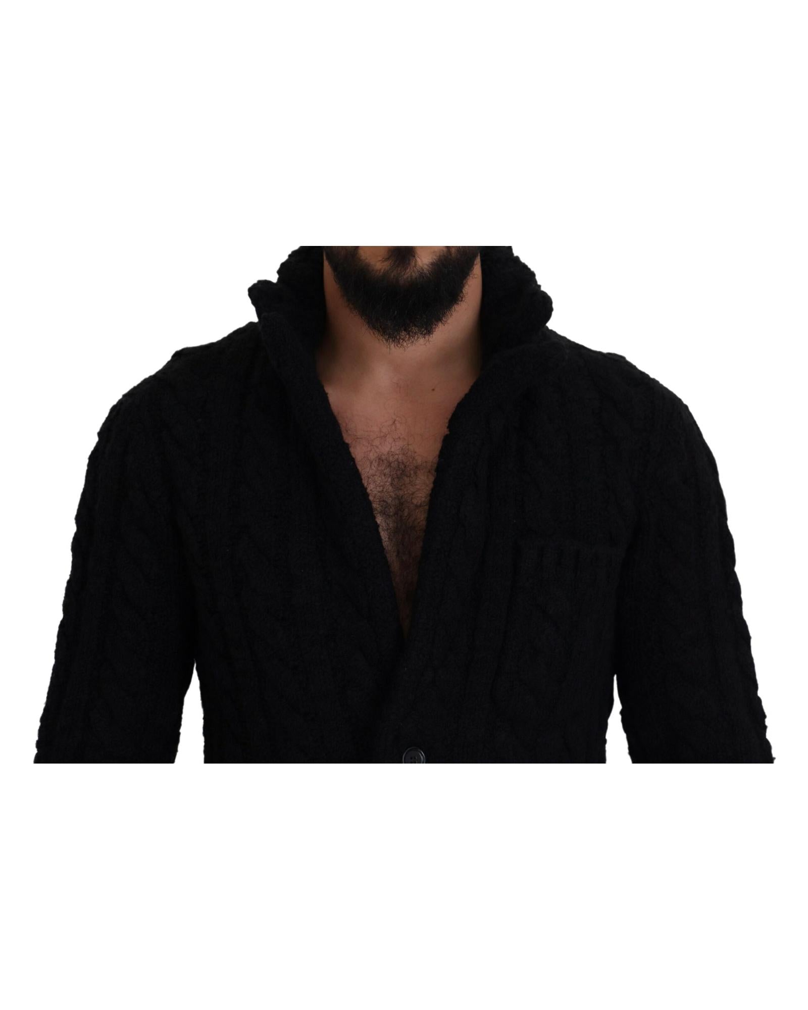 Dolce & Gabbana  Men's Cable Knit Cardigan Black