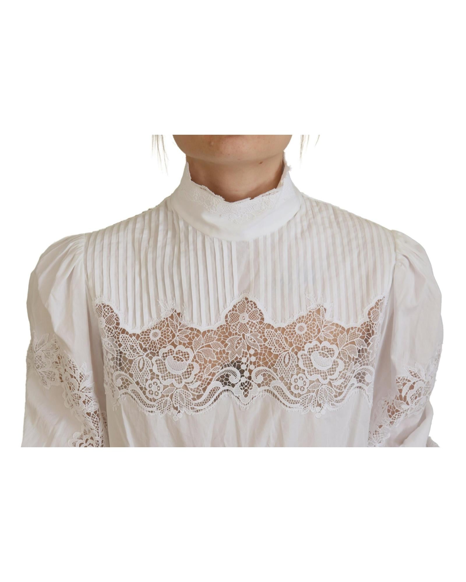 Dolce & Gabbana Lace Trim Turtle Neck Blouse