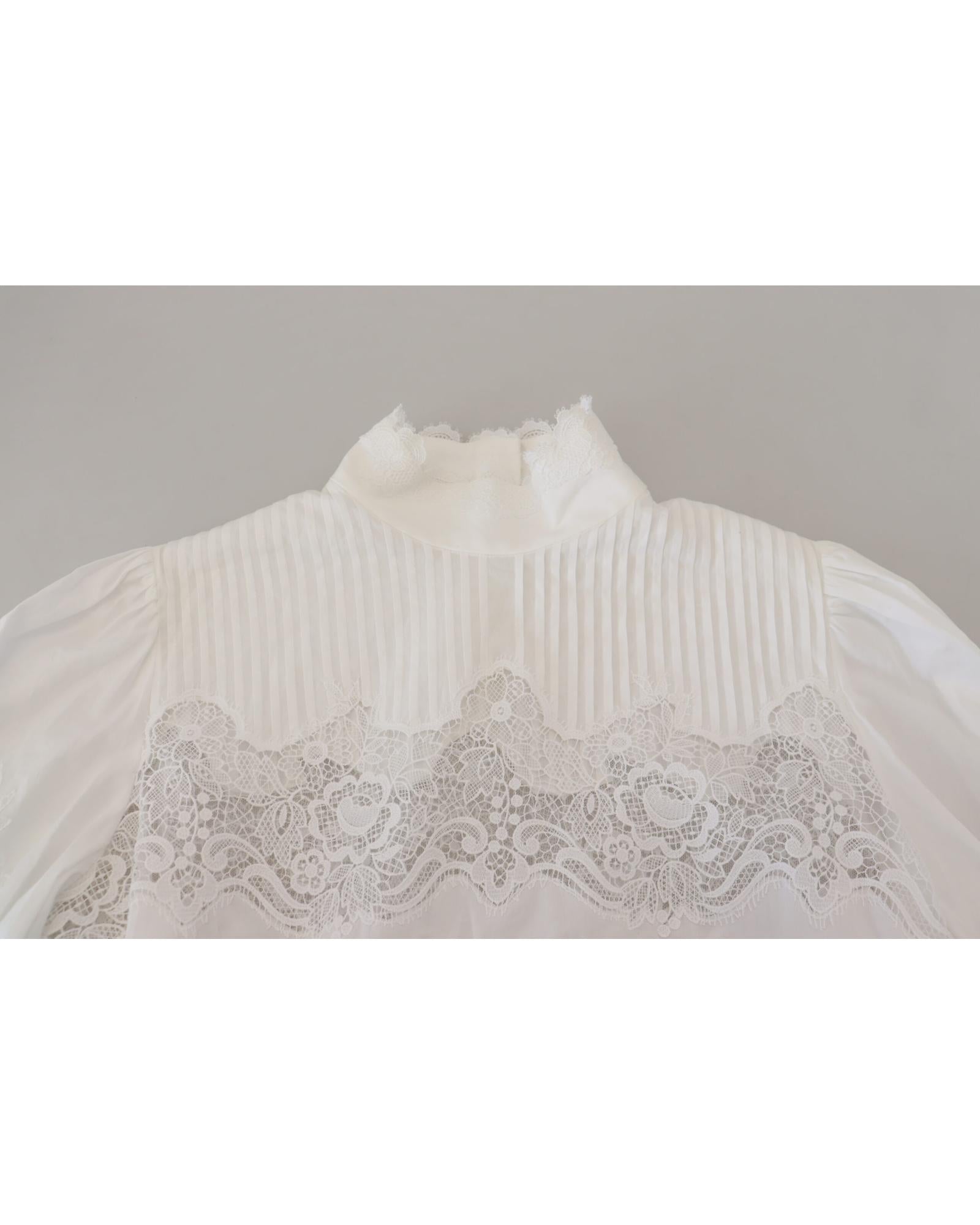 Dolce & Gabbana Lace Trim Turtle Neck Blouse