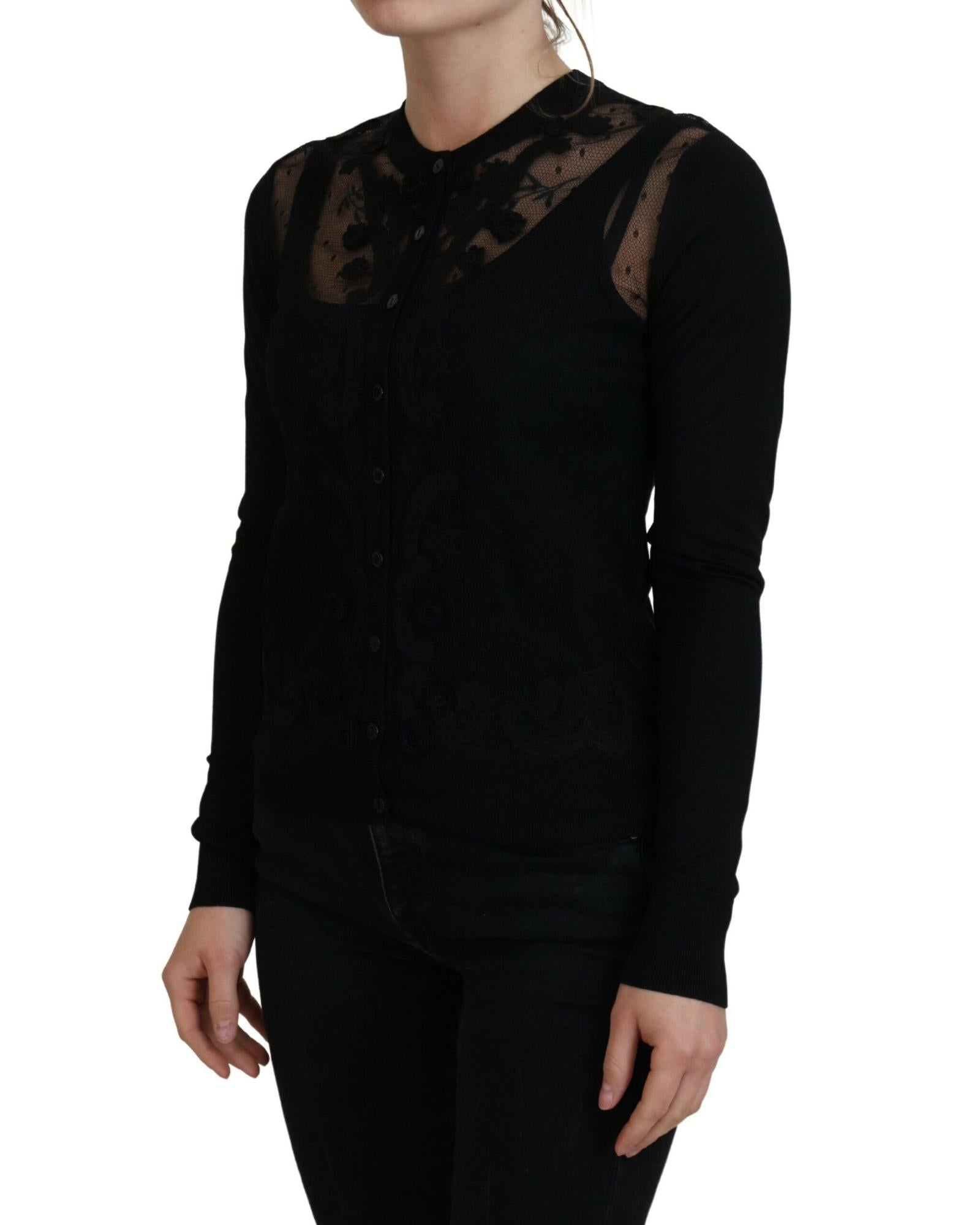 Dolce & Gabbana  Women's Black Lace Trim Cardigan