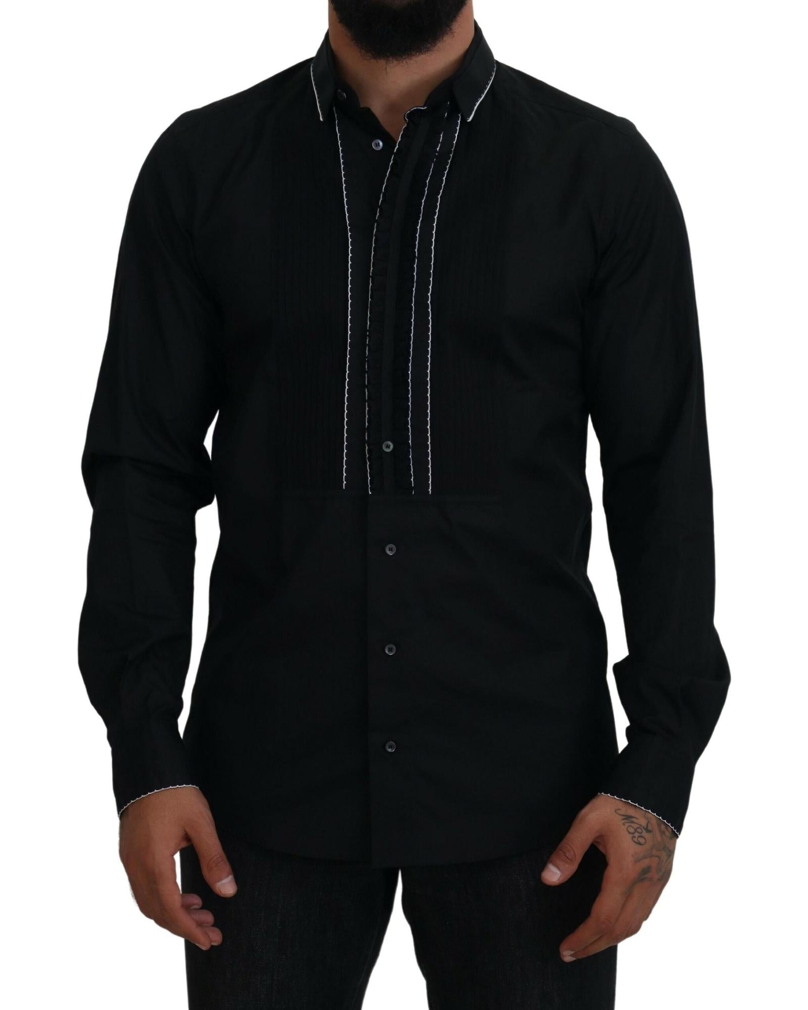 Dolce & Gabbana  Classic Fit Long Sleeve Dress Shirt - Black