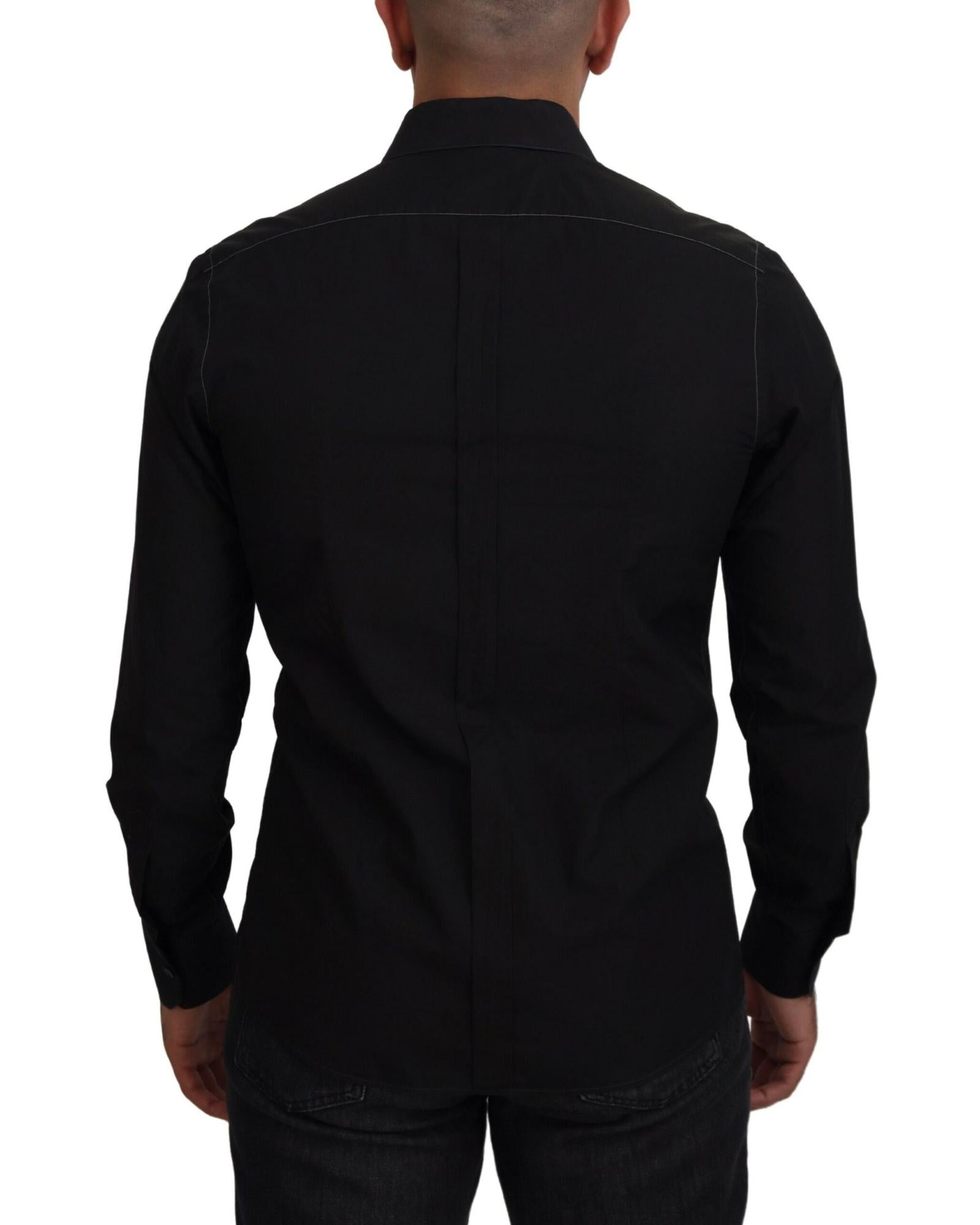 Dolce & Gabbana  Classic Slim Fit Long Sleeve Button Up Dress Shirt Black