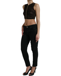 Dolce & Gabbana Embellished Nylon Stretch Cropped Top2