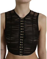 Dolce & Gabbana Embellished Nylon Stretch Cropped Top4