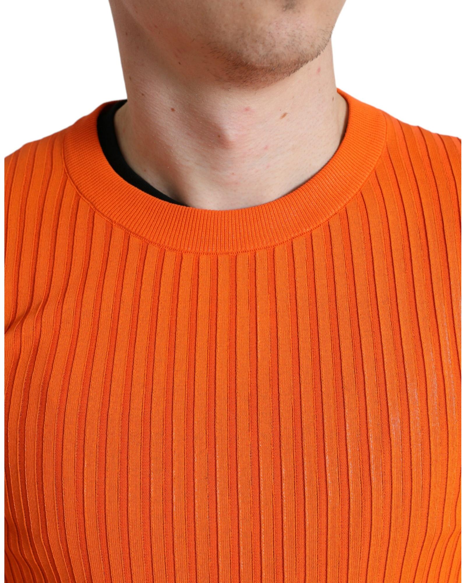 Dolce & Gabbana  Men's Ribbed Knit Sweater - Orange