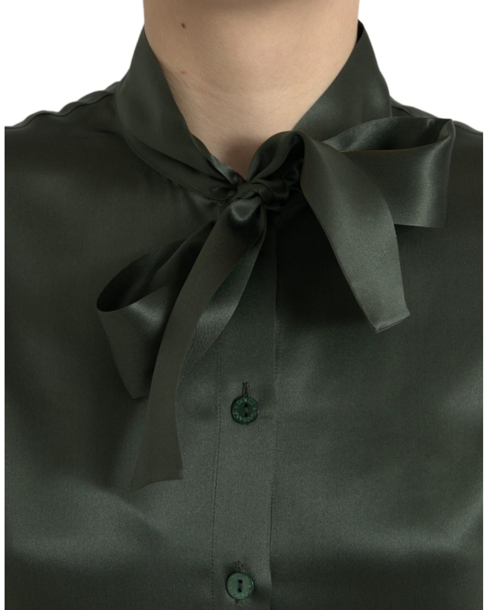 Dolce & Gabbana  Silk Shirt with Bow Tie - Green