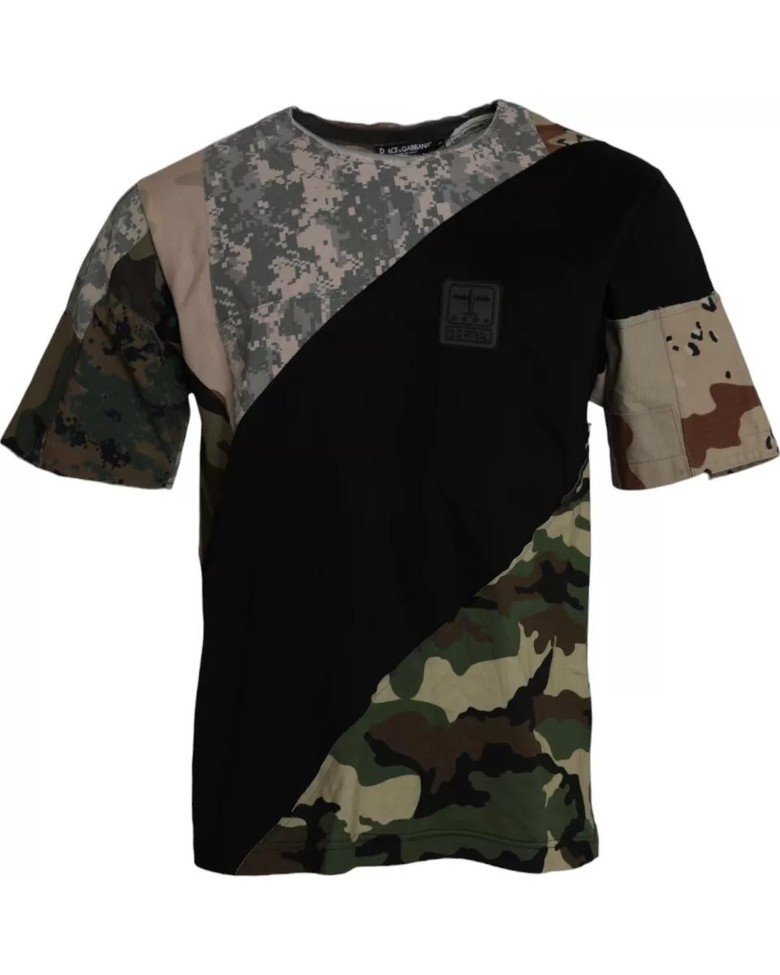 Dolce & Gabbana  Men's Camouflage Print Patchwork Cotton T-Shirt