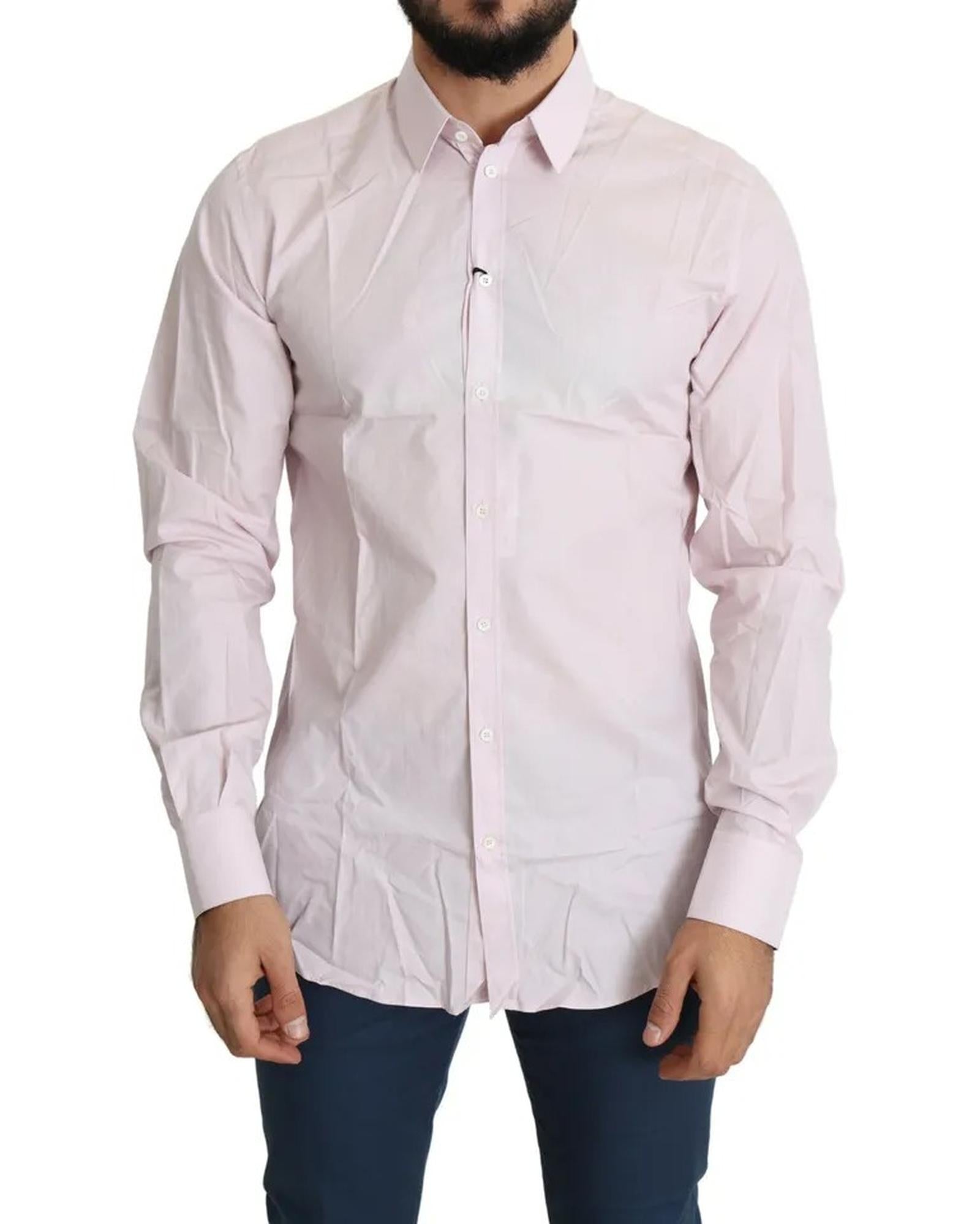 Dolce & Gabbana Light  Cotton Long Sleeve Dress Shirt with Spread Collar and Barrel Cuffs1