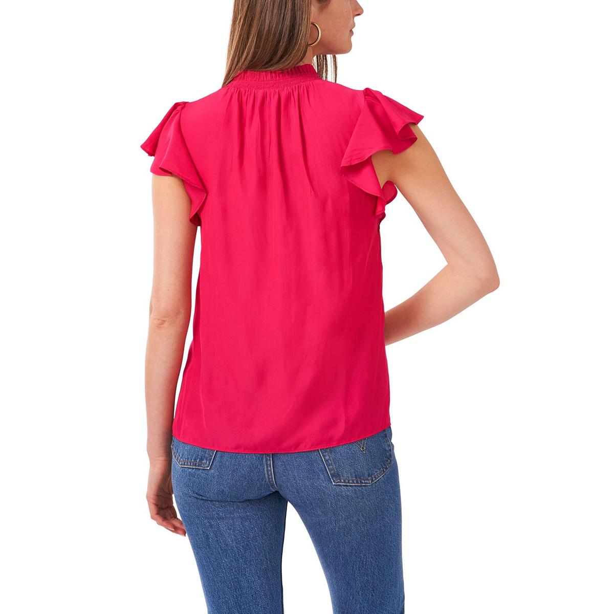 Womens V Neck Cap Sleeve Blouse