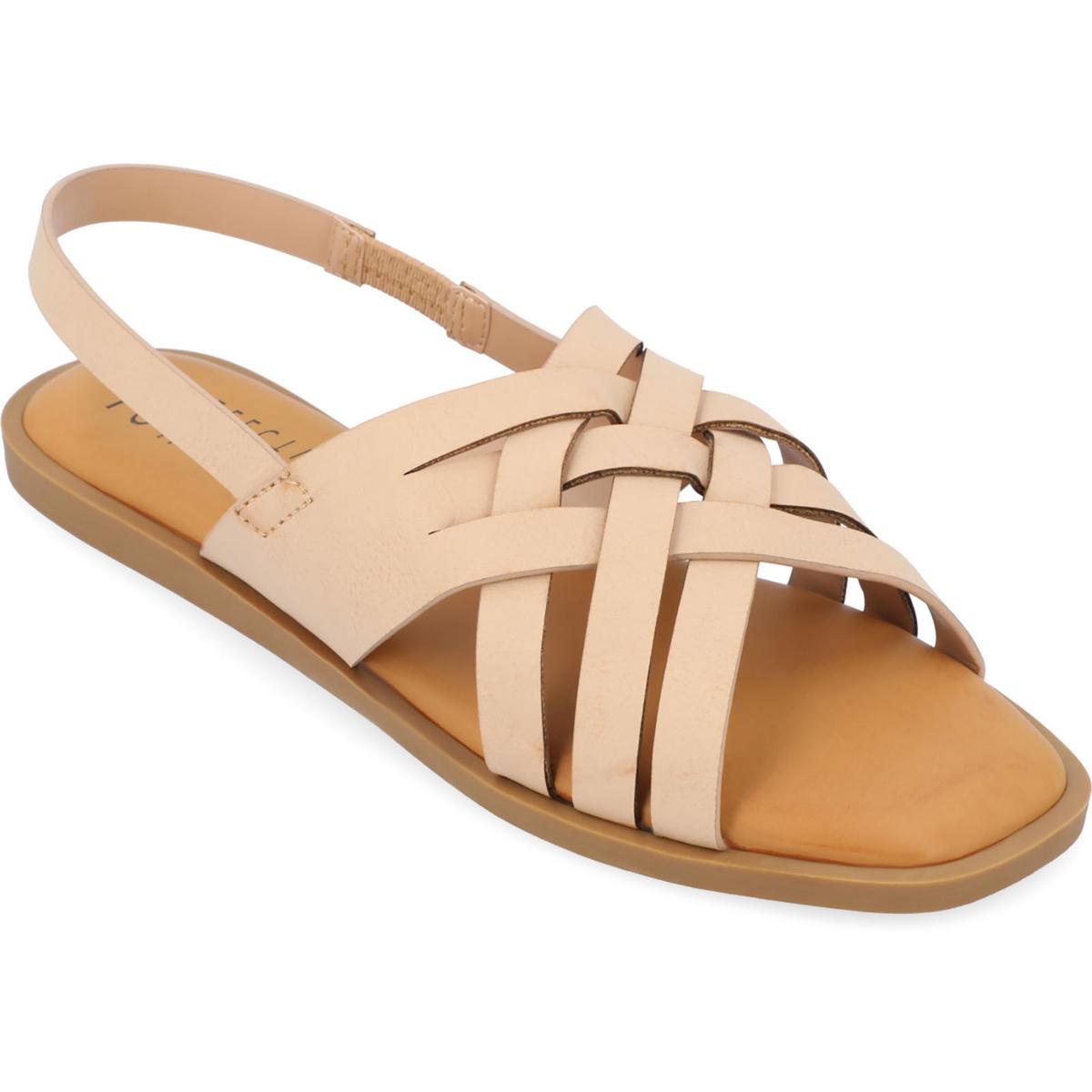 Womens Faux Leather Slingback Sandals