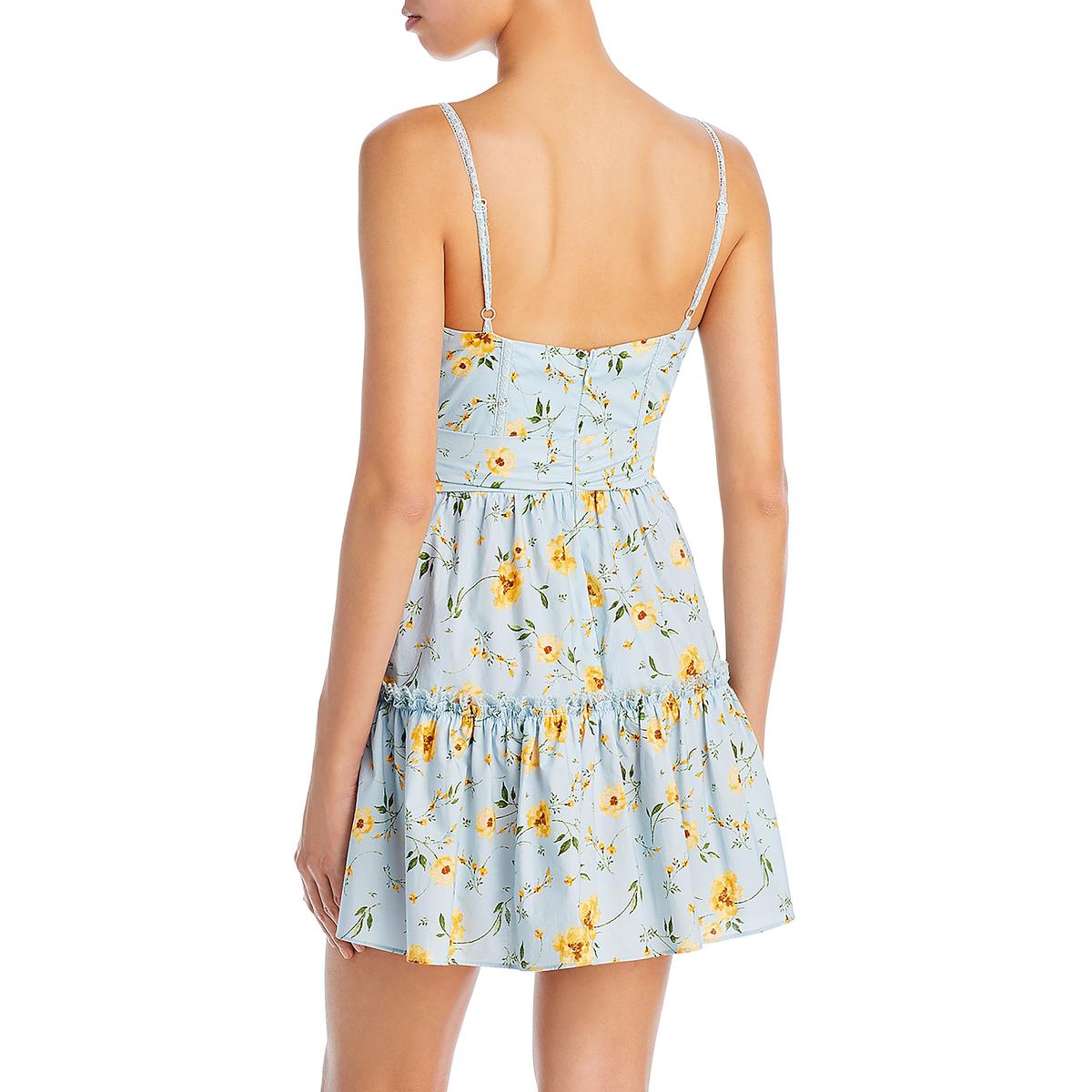 Womens Bustier Floral Print Mini Dress