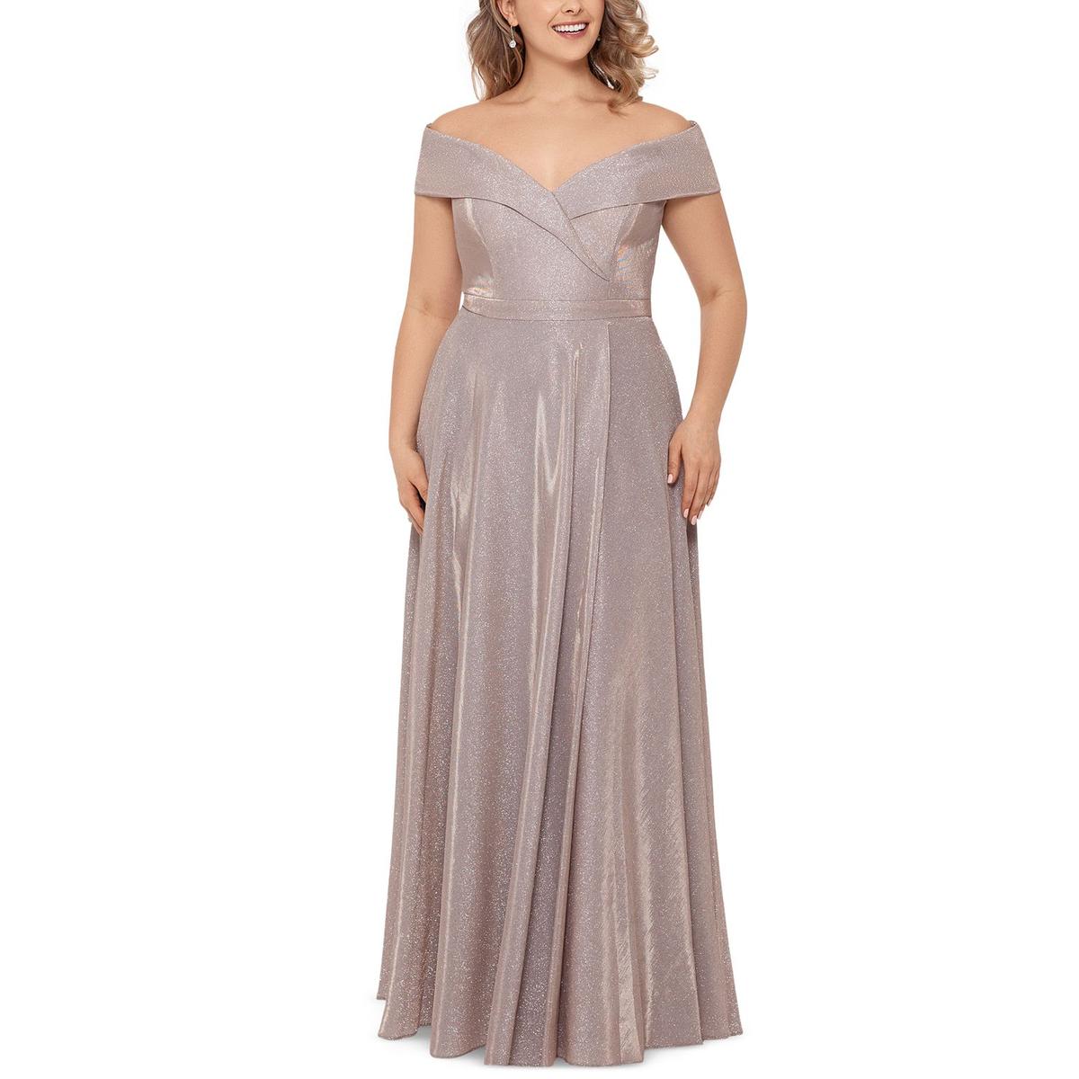 Plus Womens Drapey Maxi Evening Dress