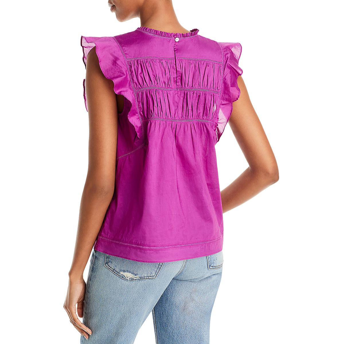 Womens Smocked Flutter Sleeve Blouse