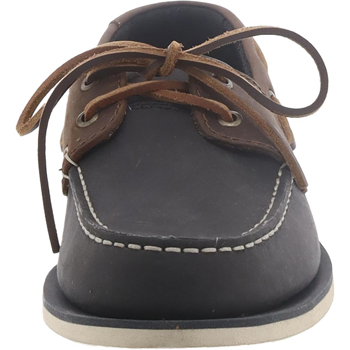 Port View Mens Leather Slip On Boat Shoes