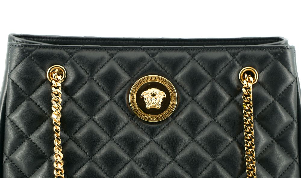 Versace Elegant Quilted Nappa Leather Tote Women's Bag