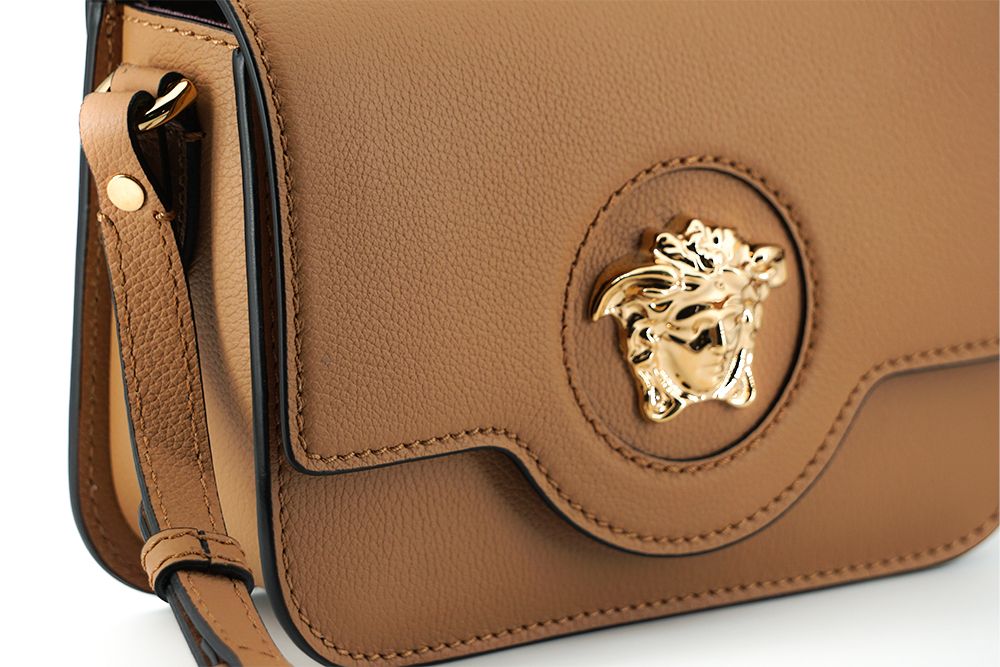 Versace Elegant Calf Leather Shoulder Bag in Women's Brown