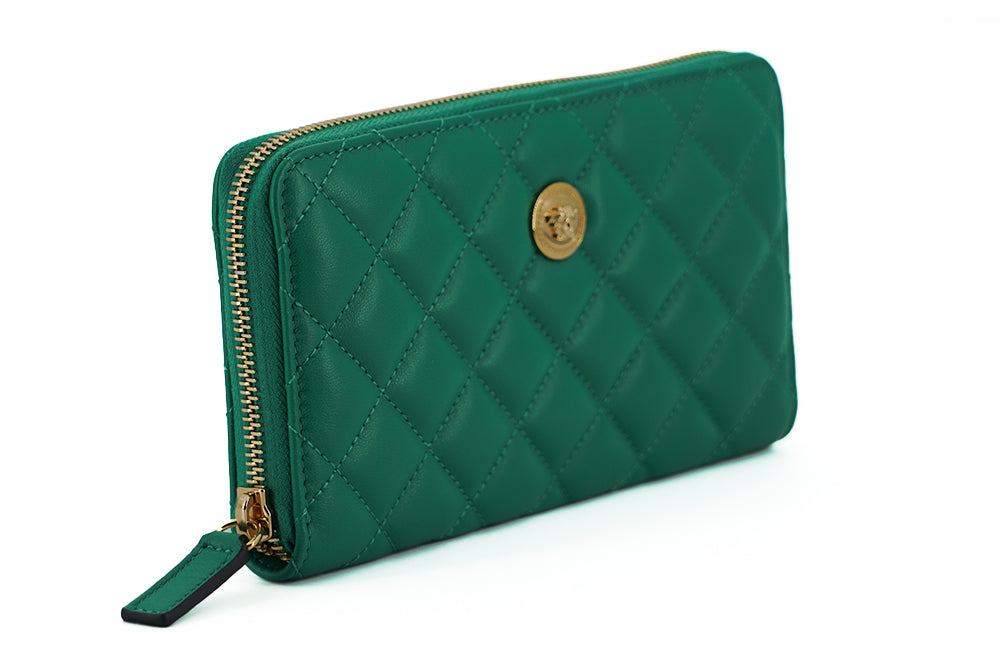 Versace Elegant Quilted Leather Zip Women's Wallet