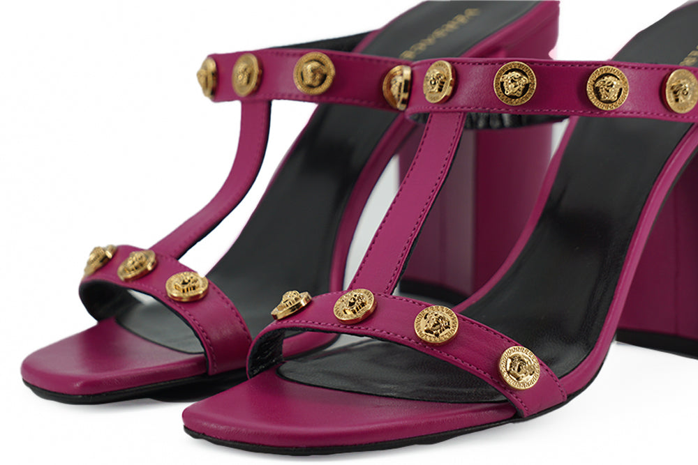 Versace Elegant Purple Calf Leather High Women's Sandals13