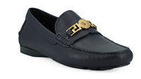 Versace Elegant Navy Blue Calf Leather Men's Loafers6