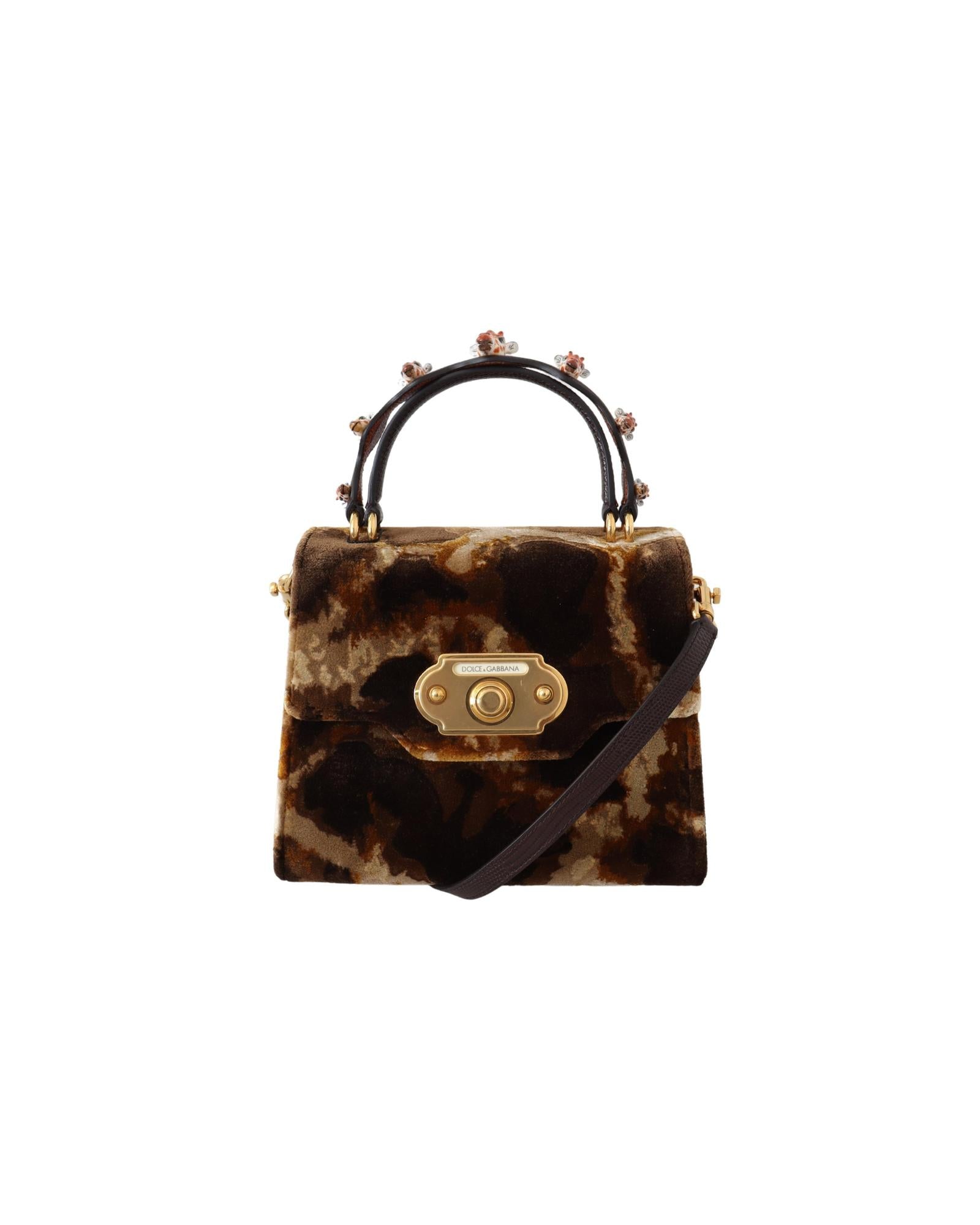 Dolce & Gabbana  Devotion Small Velvet Giraffe Print Bag