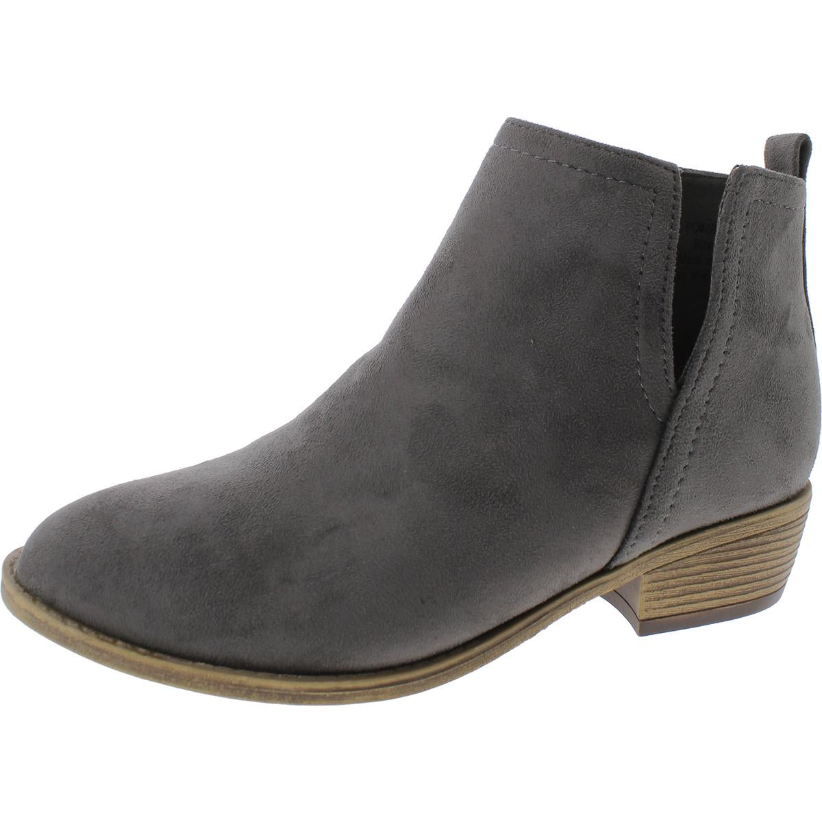 Womens Solid Faux Suede Ankle Boots