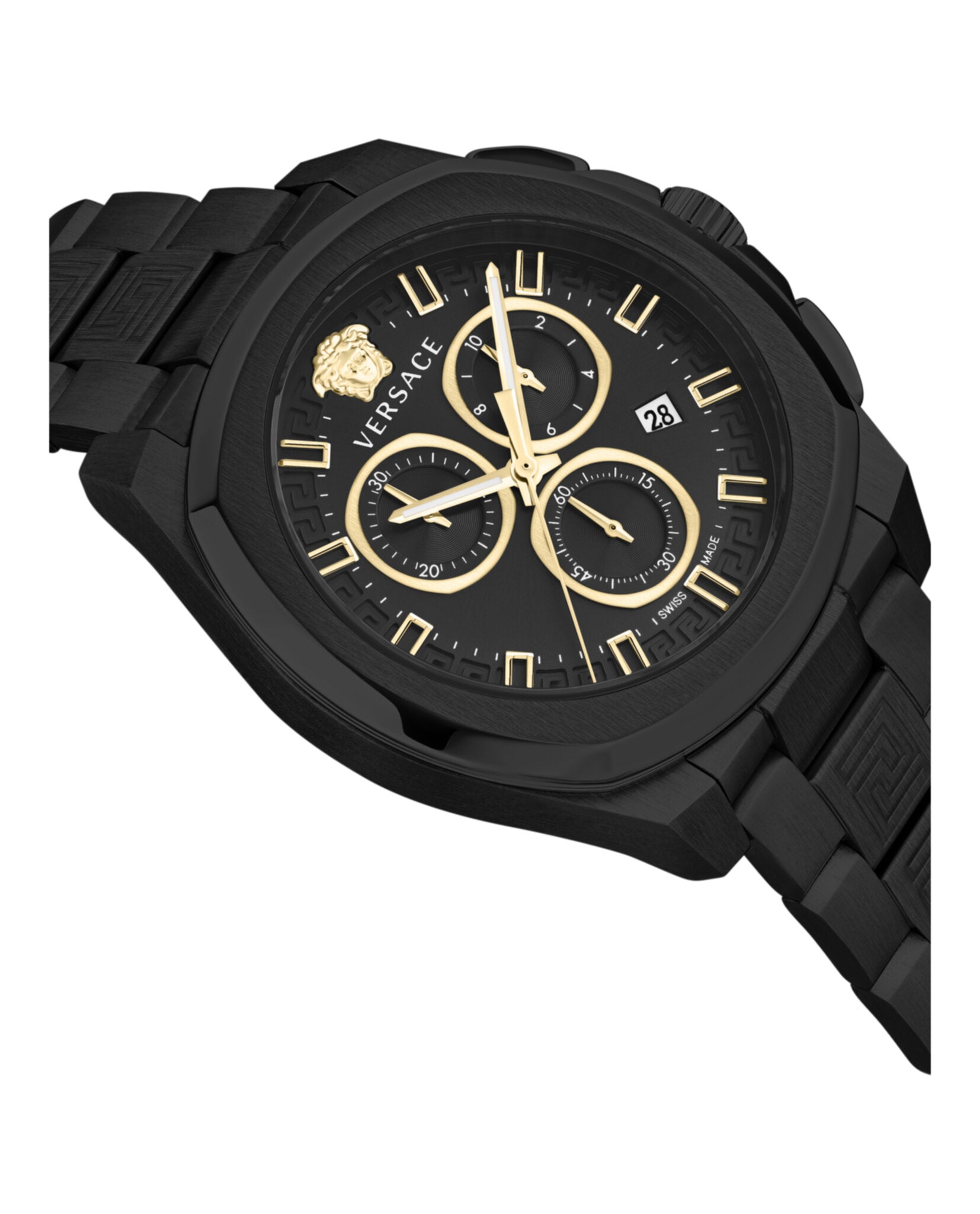 Versace Mens Versace Geo Chrono Black 43mm Bracelet Fashion Watch