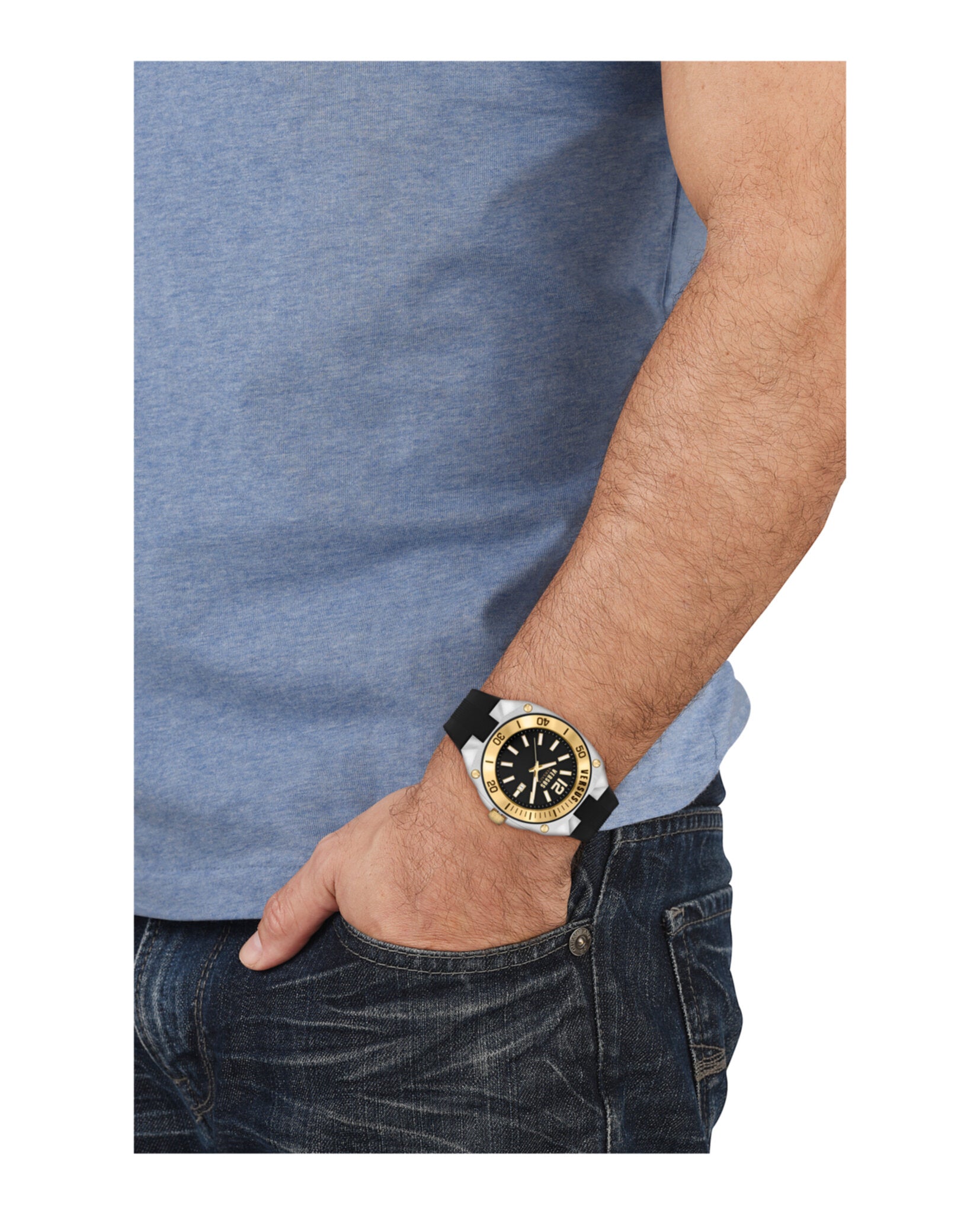 Versus Versace Mens Versus Reaction Stainless Steel 48mm Strap Fashion Watch