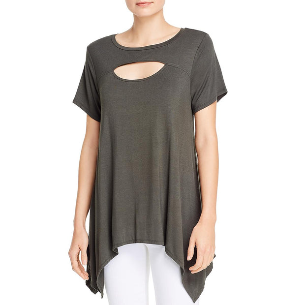 Alison Andrews Womens Short Sleeves Cut-Out T-Shirt