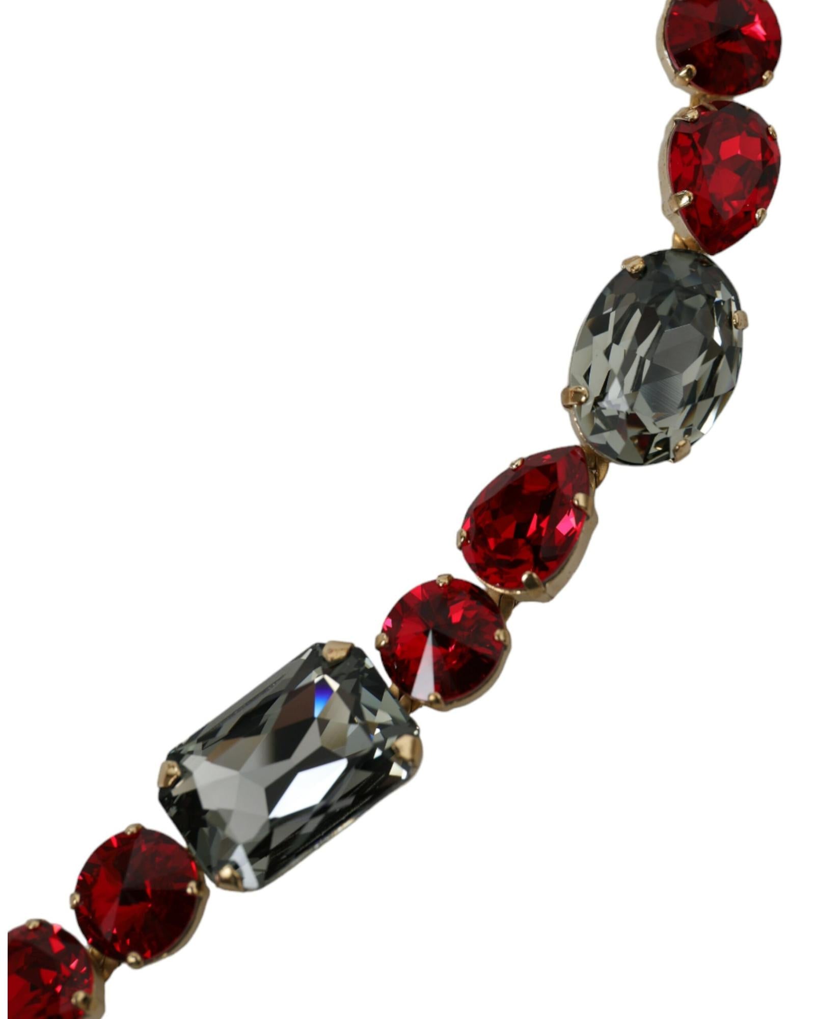 Dolce & Gabbana  Red Crystal Leather Choker Necklace