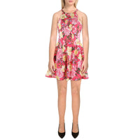 Petites Womens Floral Print Mini Fit & Flare Dress1