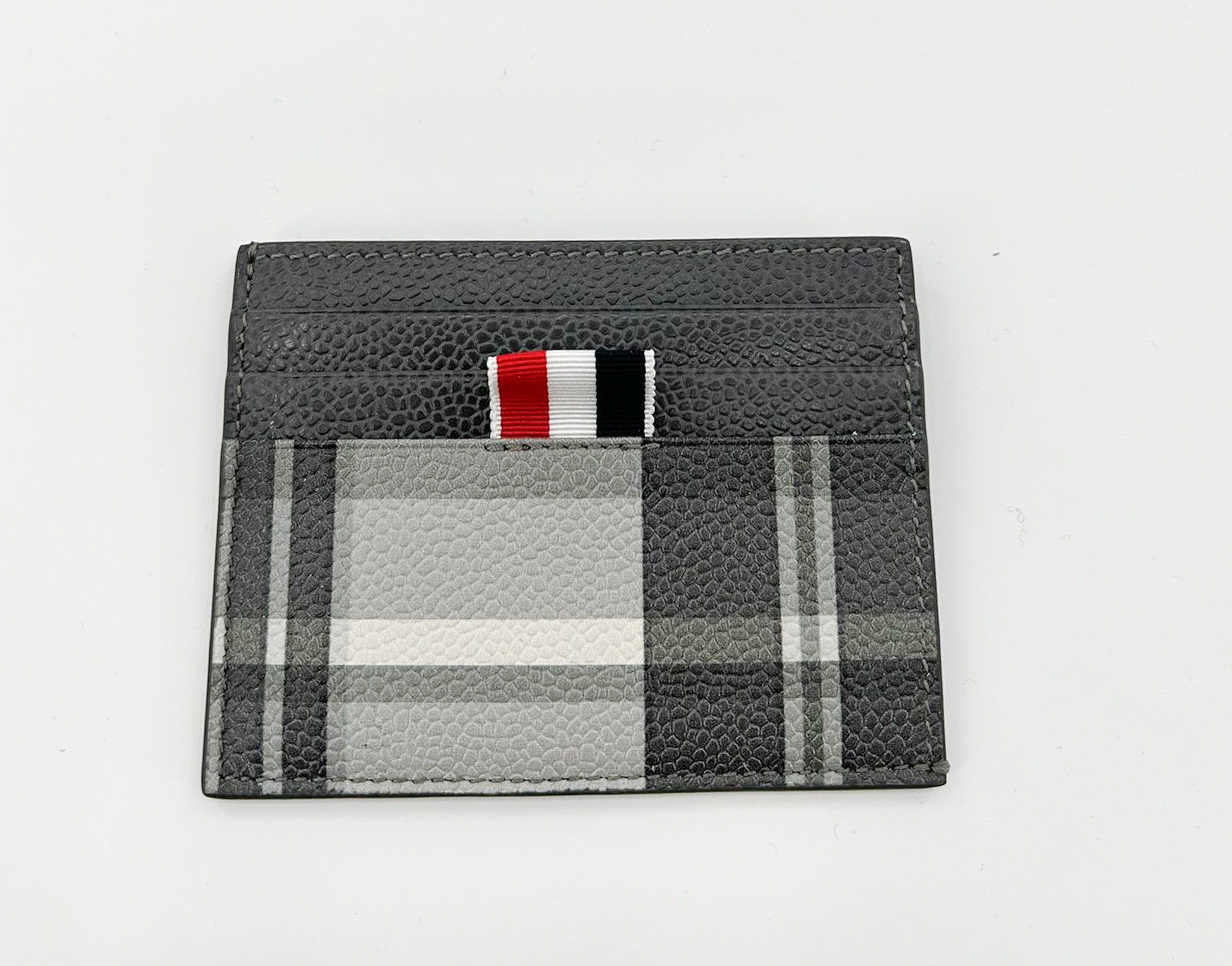 Thom Browne Plaid Leather Card Holder - Gray1