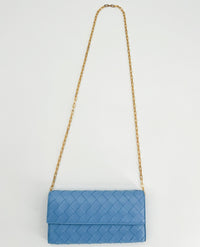 Bottega Veneta Intrecciato Leather Chain Wallet - Sky Blue1