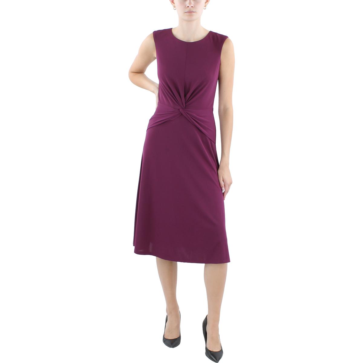 Womens Midi Gathered Sheath Dress