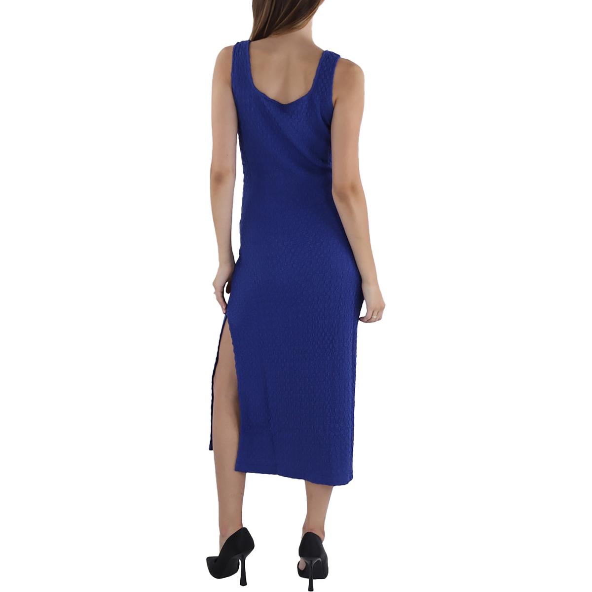 Womens Textured Tea Length Bodycon Dress