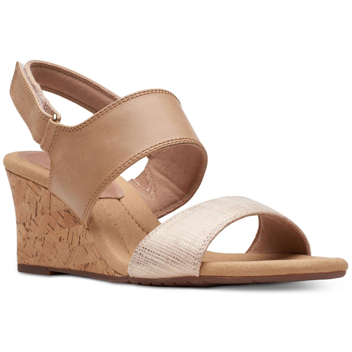 Kyarra Faye Womens Leather Wedge Sandals