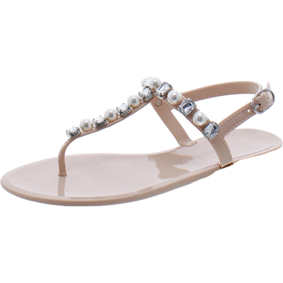 Womens Rhinestone Ankle Stra T-Strap Sandals