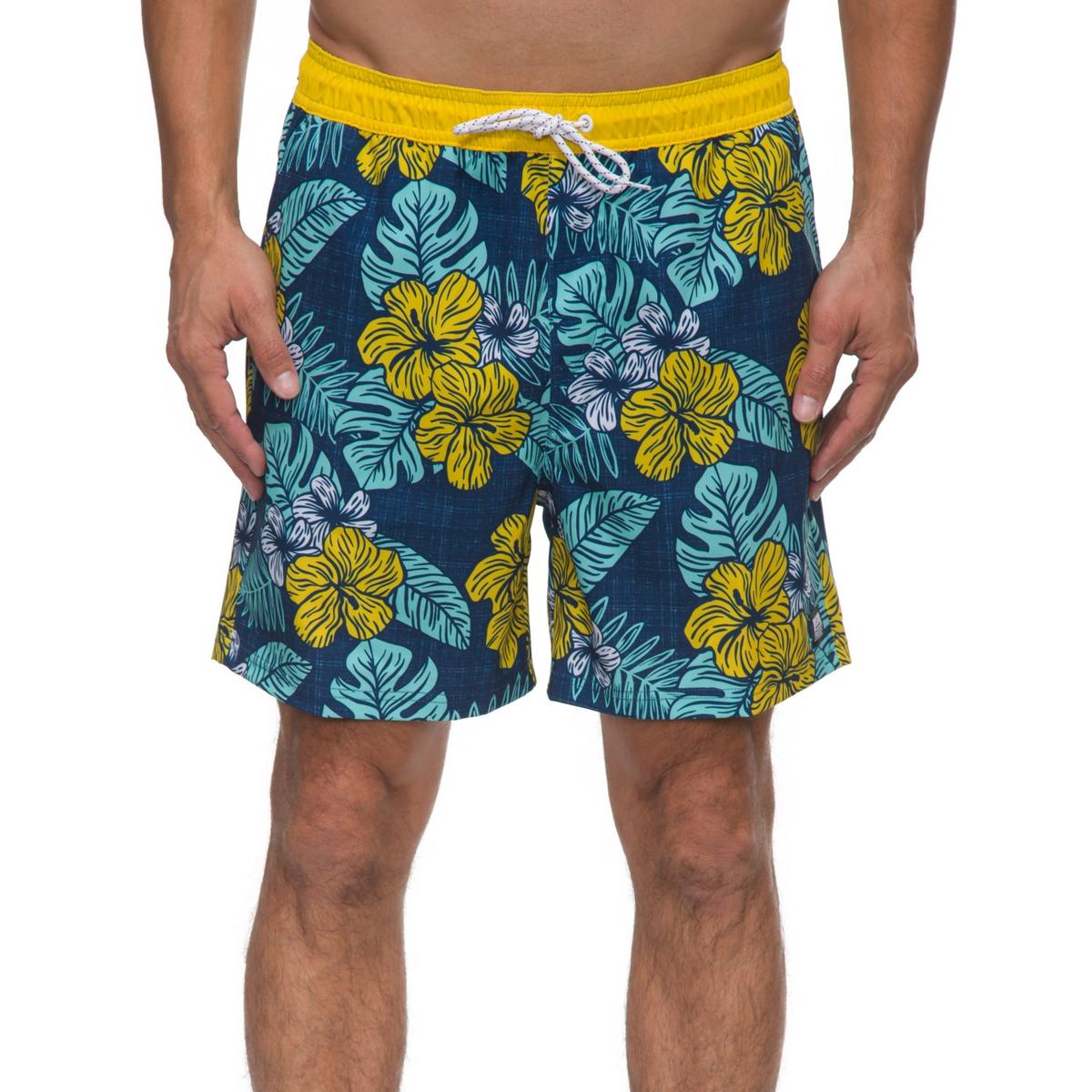 Mens Floral Print Pockets Swim Trunks