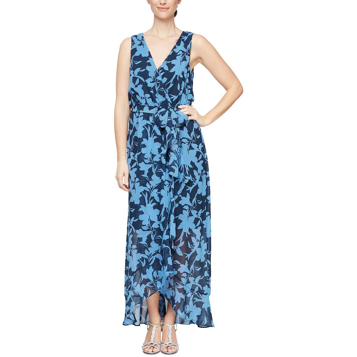 Womens Floral Faux Wrap Maxi Dress