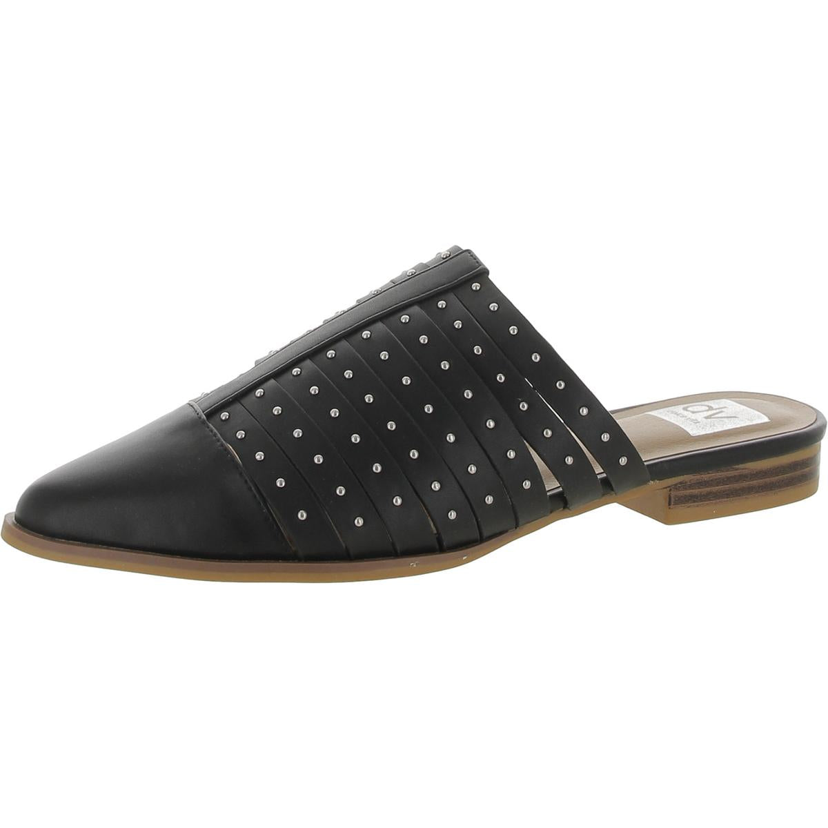 Idilly Womens Faux Leather Studded Mules