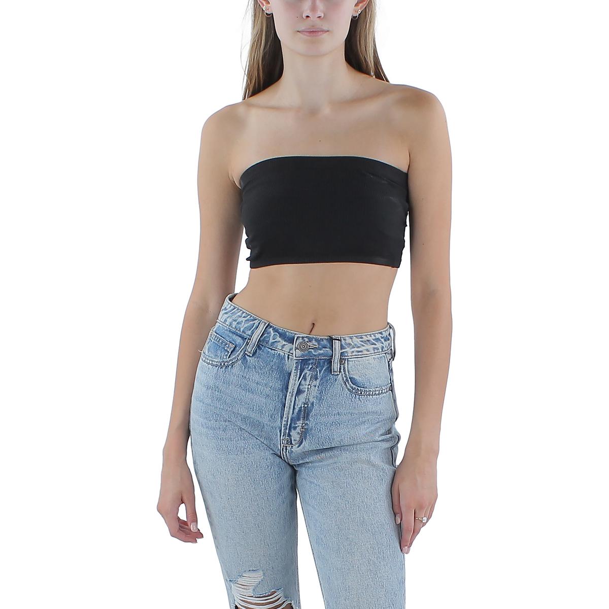 Womens Ribbed Tube Top Cropped