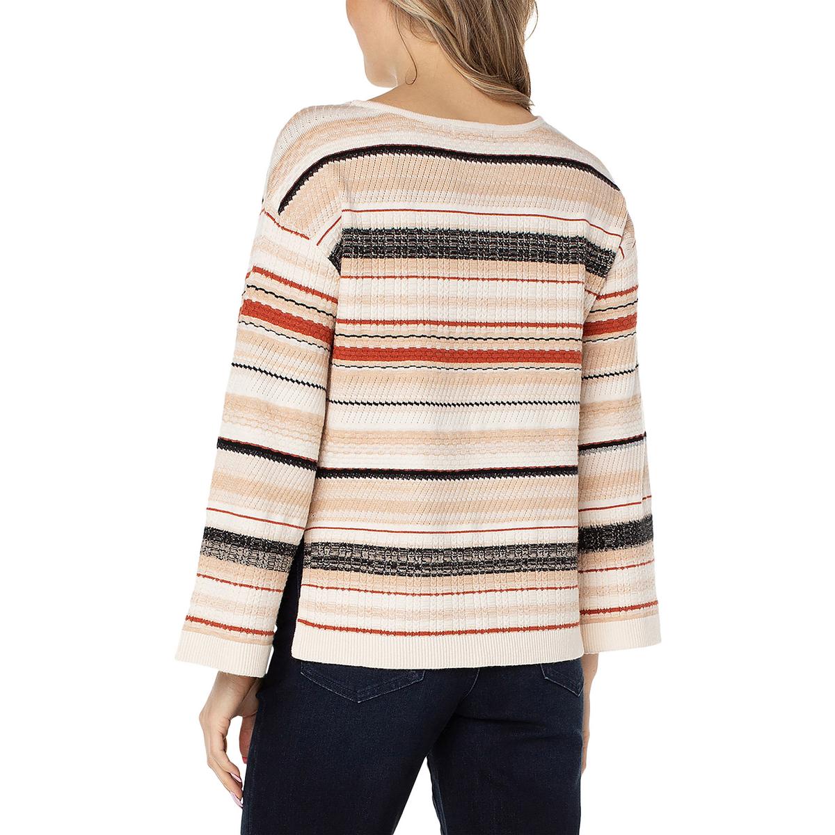 Womens Boat Neck Striped Pullover Sweater