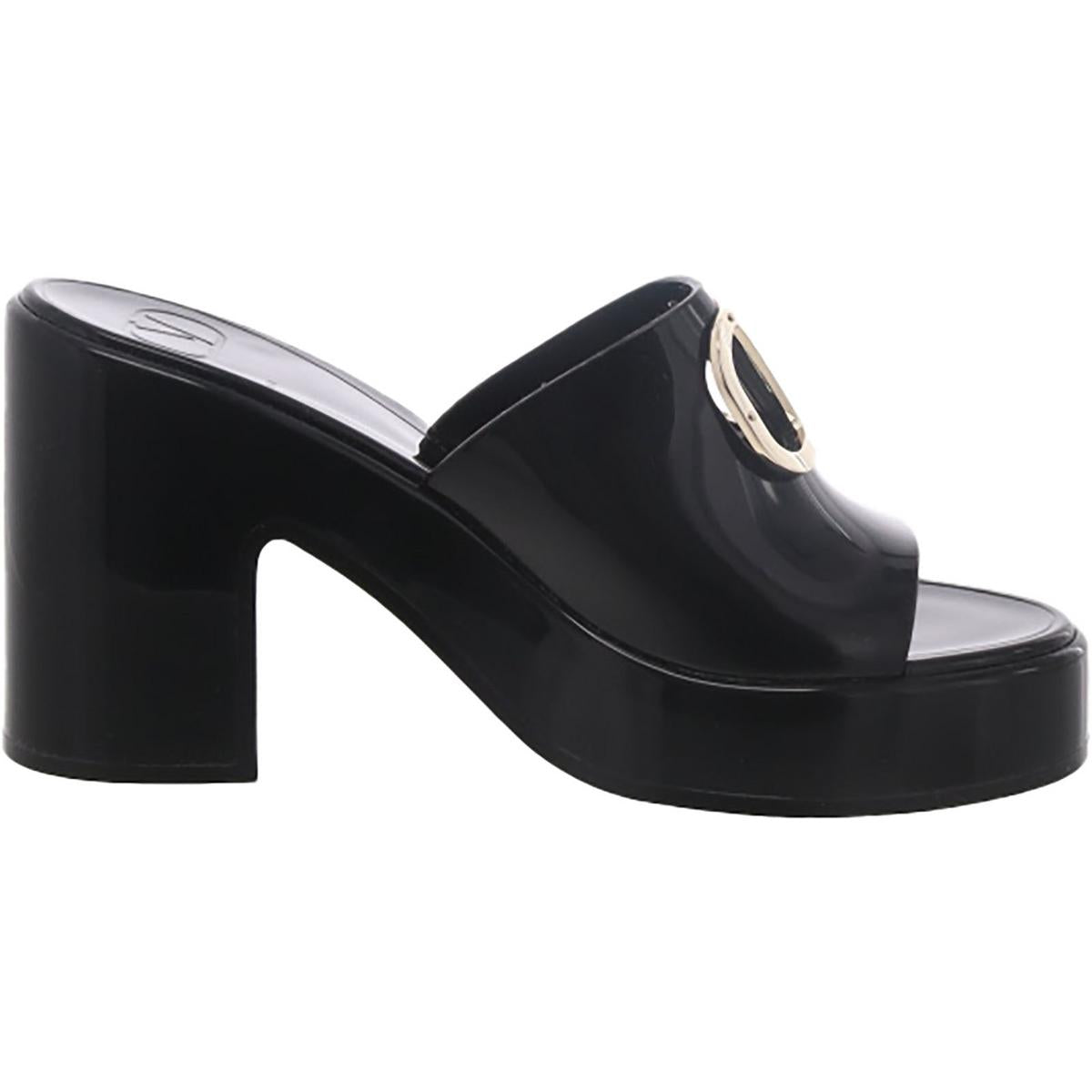 Womens Patent Slide On Mule Sandals