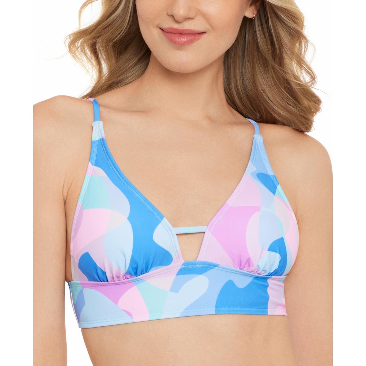 Juniors Womens Printed Cut-Out Bikini Swim top